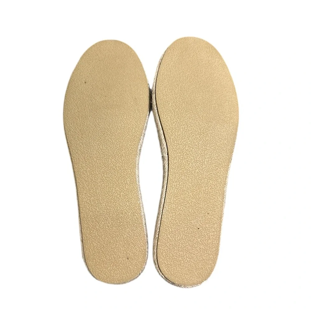 NEW Black Leather flat Espadrille With‎ Jute Toe Cap. Size 6 1/2